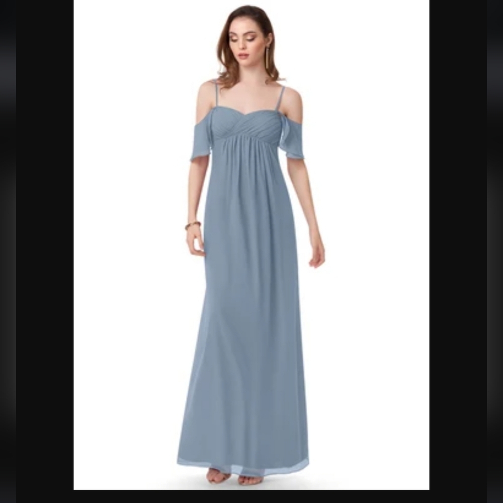 Azazie Kendall Dusty Blue Bridesmaid Dress A10 Hemmed Wedding